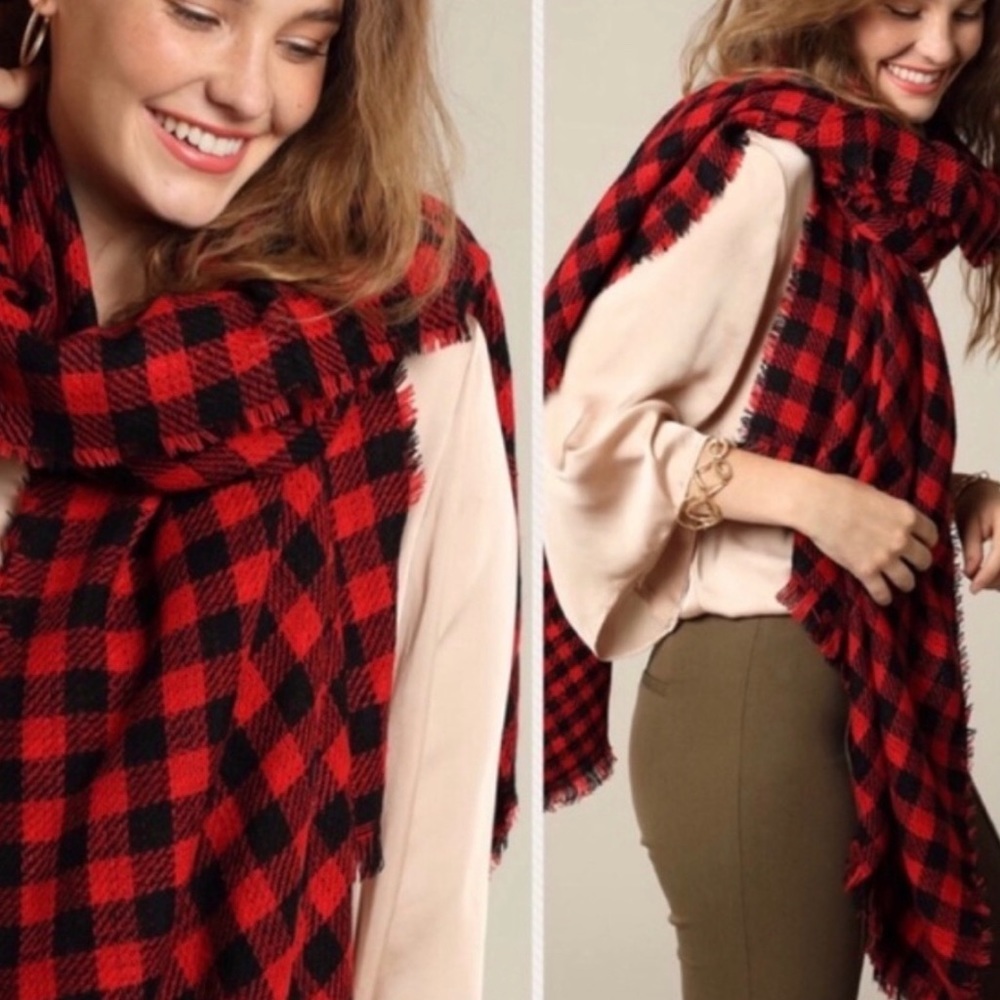 New! Reversible Buffalo Plaid Soft big Scarf